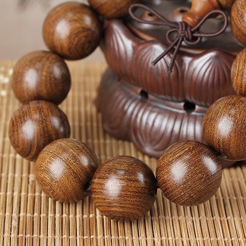 Vòng Tay Chuỗi Hạt Gỗ Đàn Hương 9T Màu Vàng Đồng Phong Cách Phật Giáo