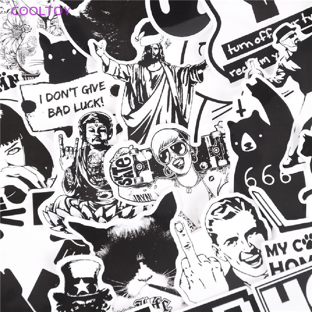 Cooltoy Set 100 Sticker Graffiti Dán Ván Trượt PVC Màu Trắng Đen HOT