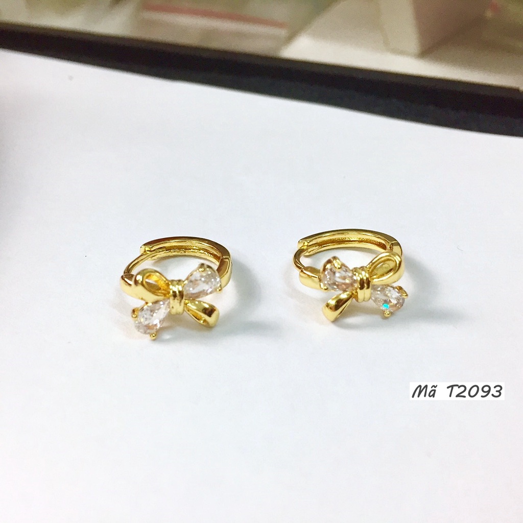 Bông Tai Nữ T2093 Hình Nơ Đính Đá Bền Màu