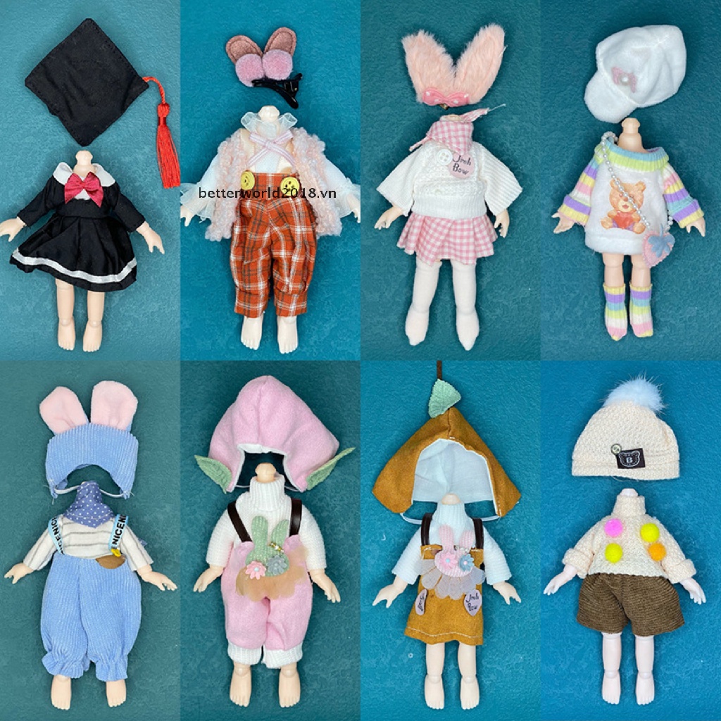 Búp Bê BJD 16CM Kèm Quần Áo Và Băng Đô Dễ Thương