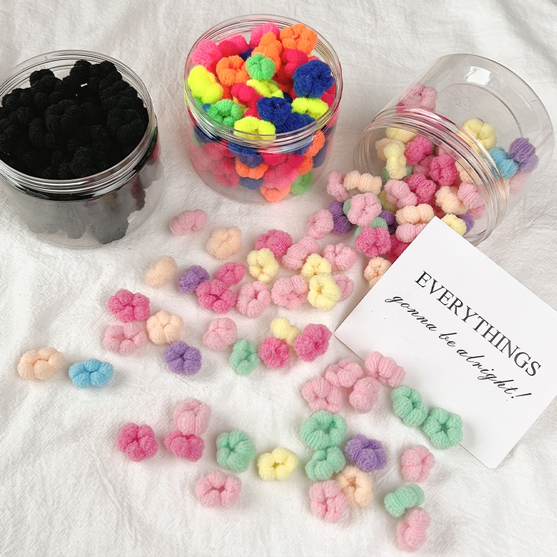 Hộp 100 Dây Buộc Tóc Co Giãn Nhiều Màu Sắc Dễ Thương Cho Bé Gái