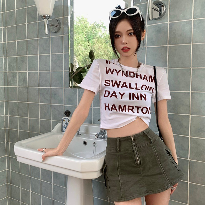 NRVP Áo Thun Tay Ngắn In Họa Tiết Phong Cách Hàn Quốc Mới Cho Nữ