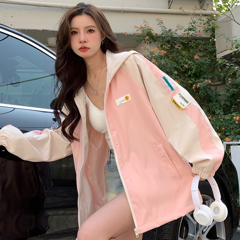 Áo Khoác Bóng Chày Có Nón Dáng Rộng Thời Trang Hàn Quốc 2023