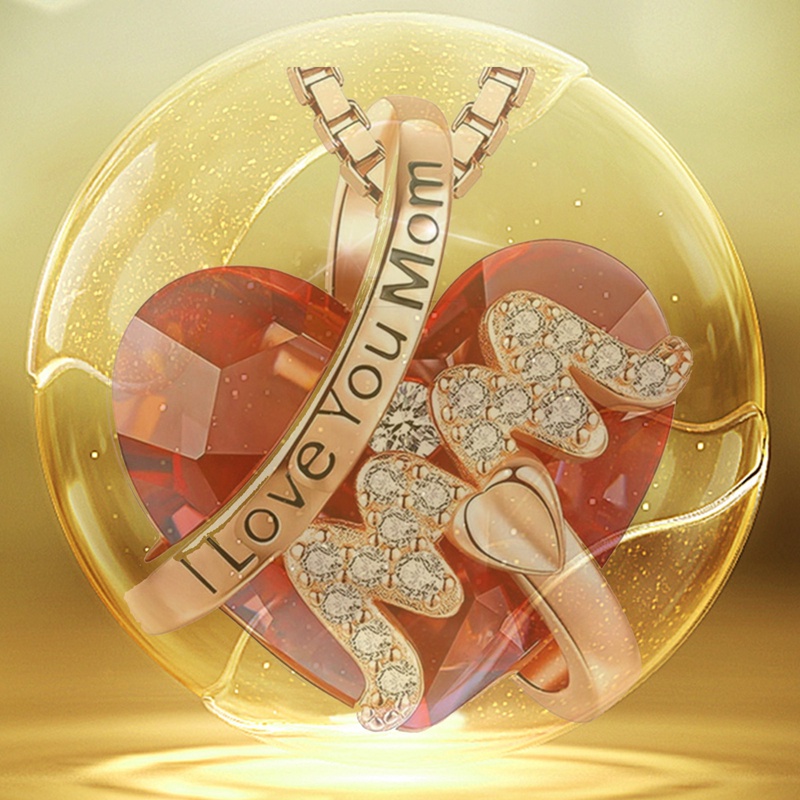 Vòng cổ Mặt Trái Tim Đính Đá Pha Lê Đỏ Sang Trọng