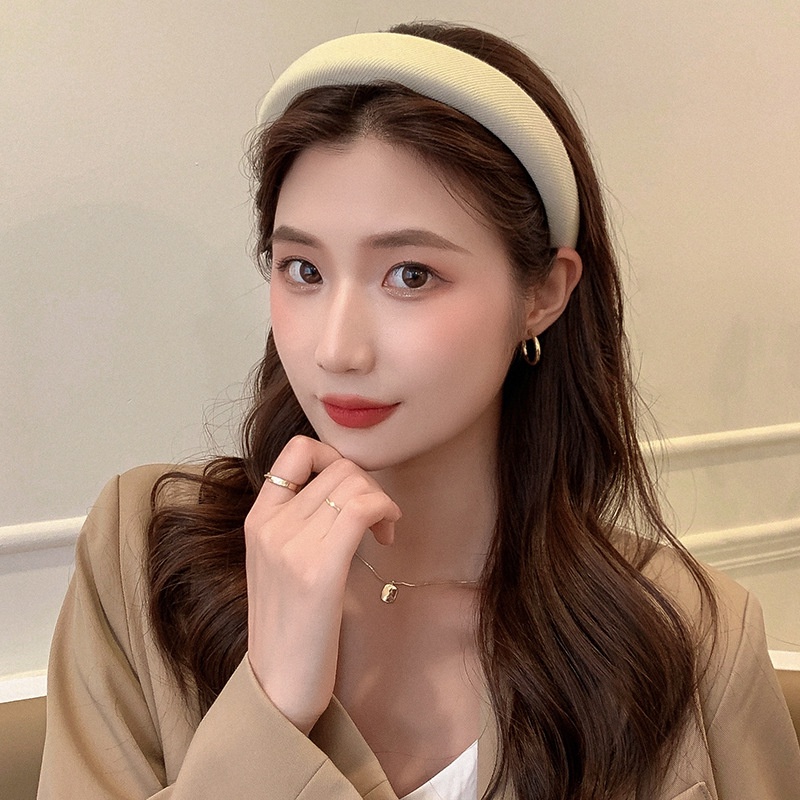 Băng Đô Cài Tóc Xốp Dày Màu Cà Phê Sữa Phong Cách Hàn Quốc Đơn Giản Không Đau Màu Trơn Cài Tóc Cho Nữ