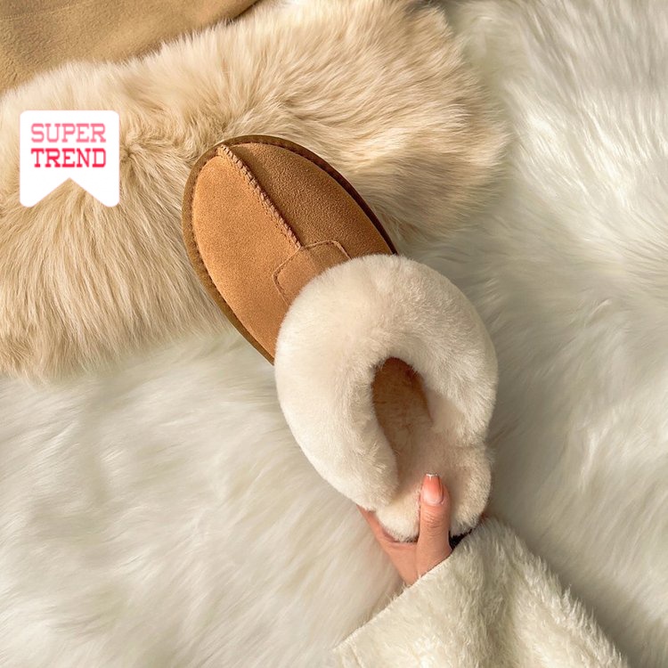 Giày Lười Mũi Tròn Bằng Cotton Màu Trơn Giữ Ấm Thoải Mái Thời Trang Mới