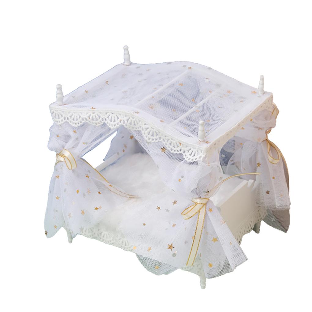 Mô Hình Giường Ngủ Tỉ Lệ 1 / 12 Dùng Trang Trí Nhà Búp Bê DIY