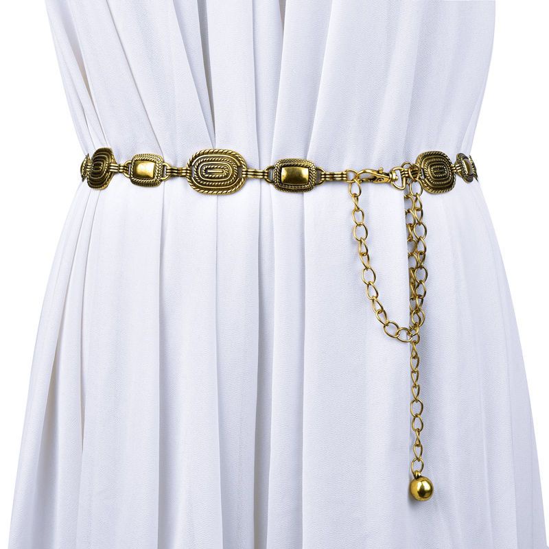 Thắt Lưng Dây Xích Kim Loại Hình oval Phong Cách Âu Mỹ Thanh Lịch Thời Trang Cho Nữ