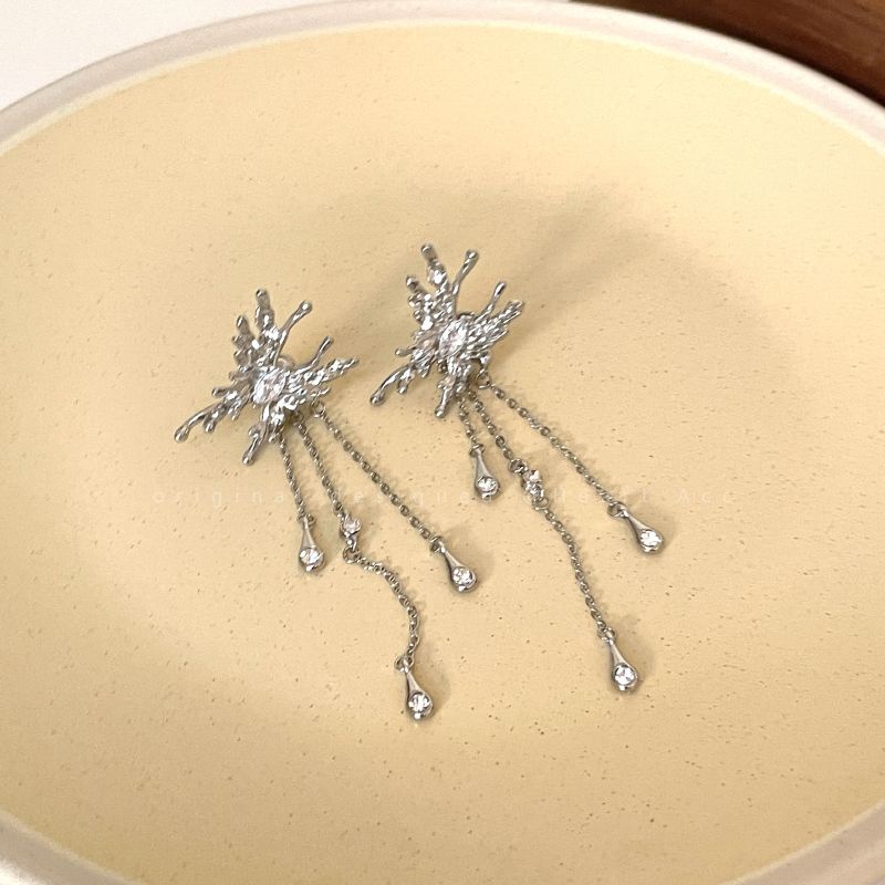 Khuyên Tai Dáng Dài Đính Đá Zircon Hình Bướm Độc Đáo Chất Lượng Cao