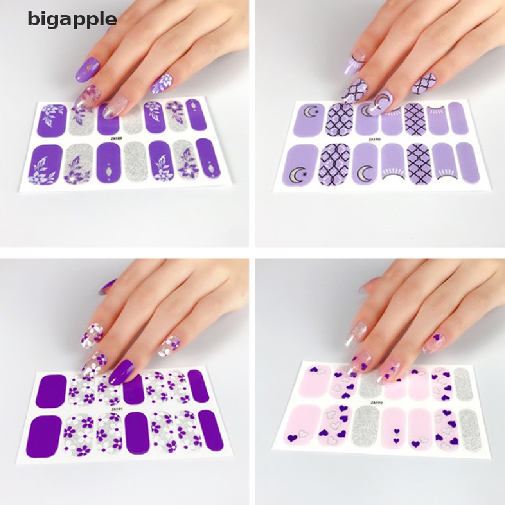 Miếng Dán Móng Tay Giả Họa Tiết Hoa 3D Màu Đồng Bảo Vệ Toàn Diện