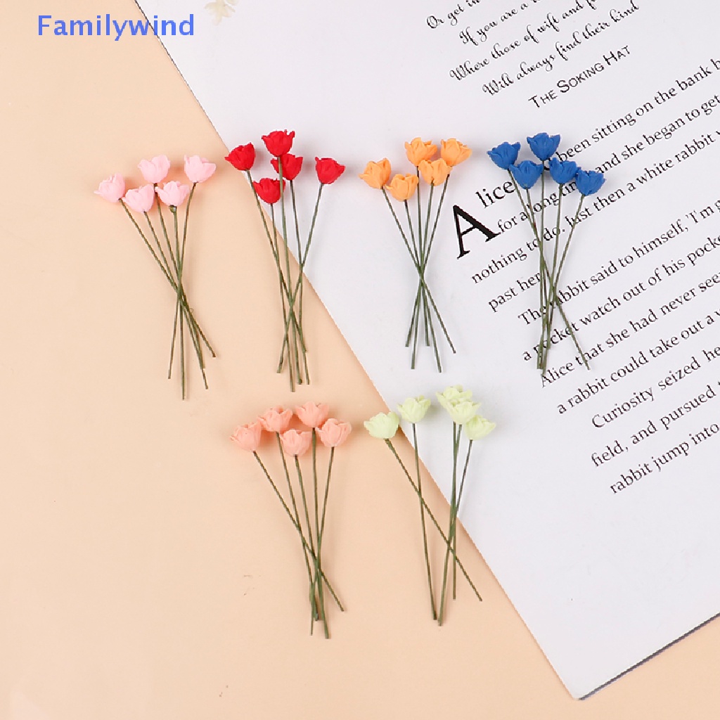 Set 5 Hoa Hồng Giả Trang Trí Nhà Búp Bê Tỉ Lệ 1: 12