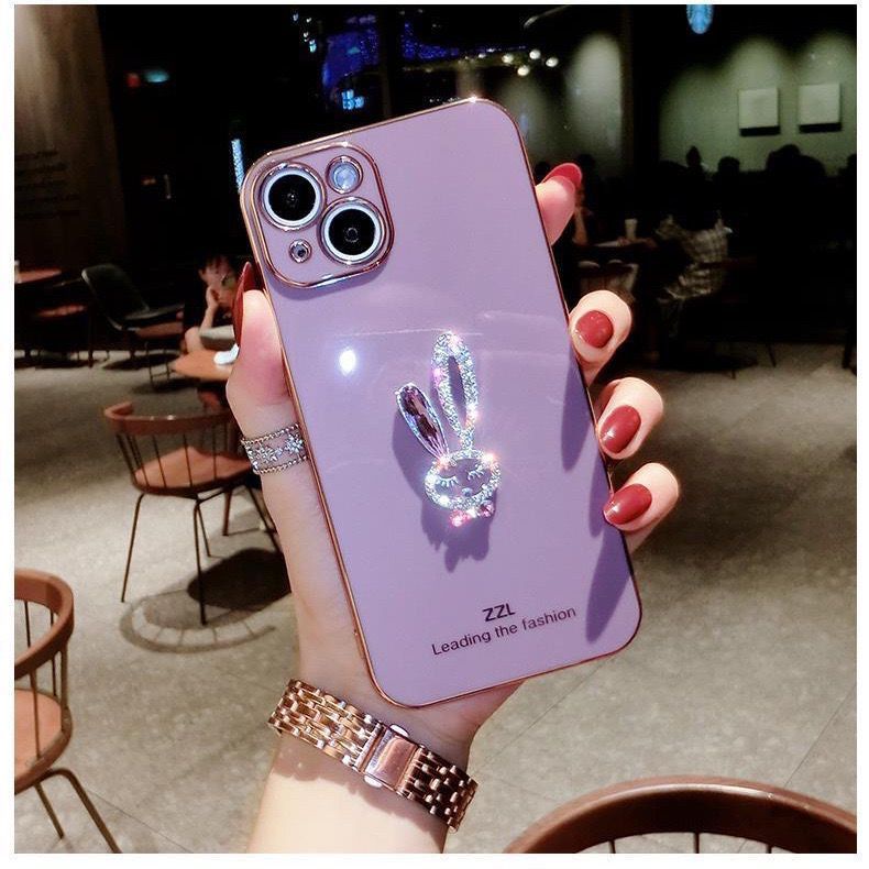 Ốp Điện Thoại Silicon Tráng Gương Hình Thỏ Đính Đá Cho IPhone 14proamx 13 Pro Max Ins 12 Pro Max 11 Pro Max Xsmax Xr X XS 8 7Plus
