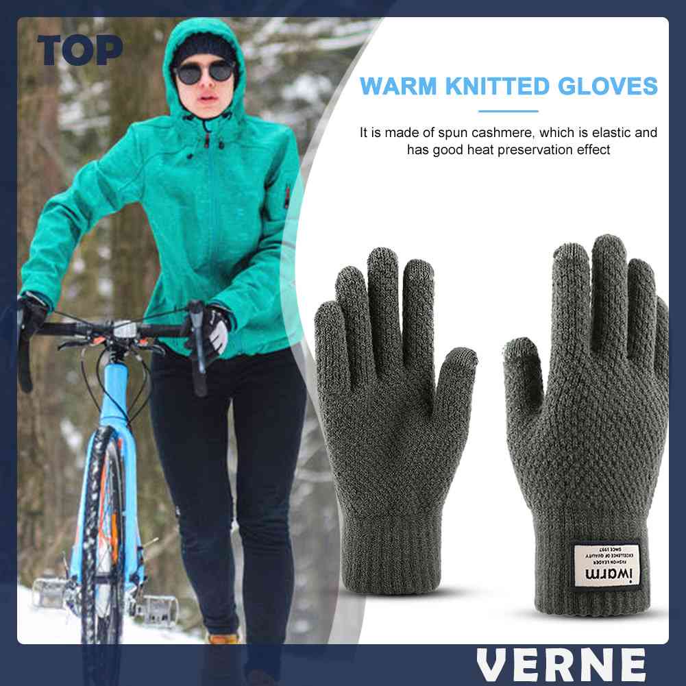 Set 2 Găng Tay Dệt Kim Đàn Hồi Giữ Ấm Mùa Đông Cho Nam Có Thể Chạm Màn Hình Cảm Ứng