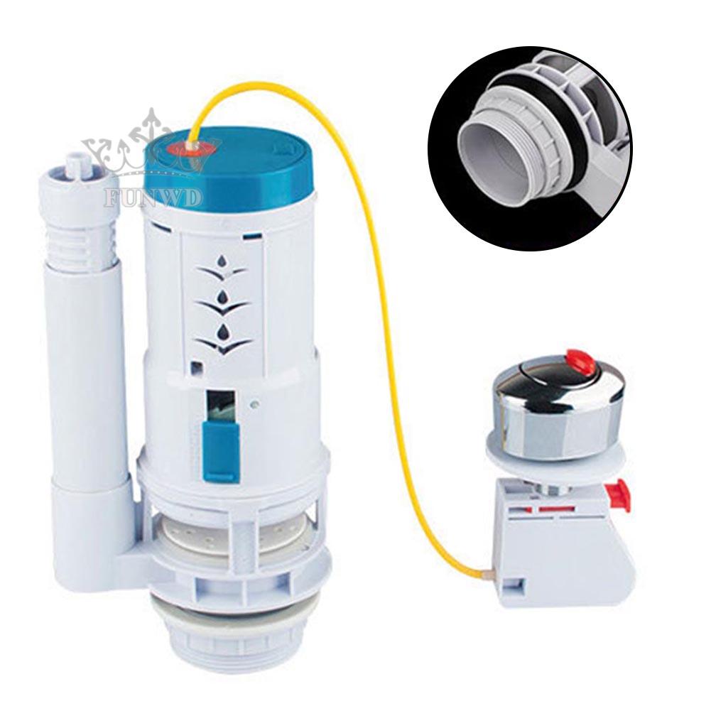 【FUNWD】Toilet Flush Valve Button Cistern Dual Push Flush Siphon Fill Bottom Side Entry
