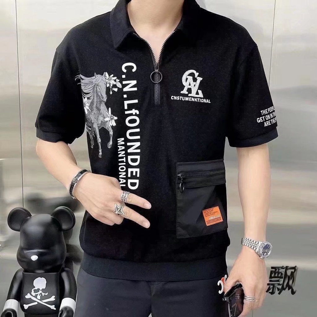 Áo Thun Polo Ngắn Tay Có Khóa Kéo Thời Trang Dành Cho Nam