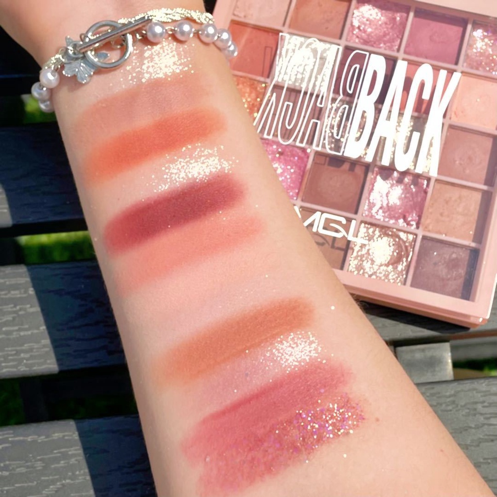 Bảng Phấn Mắt MGL 25 Ô Siêu Lì 2 tone  Hồng Đất Với Cam Đất