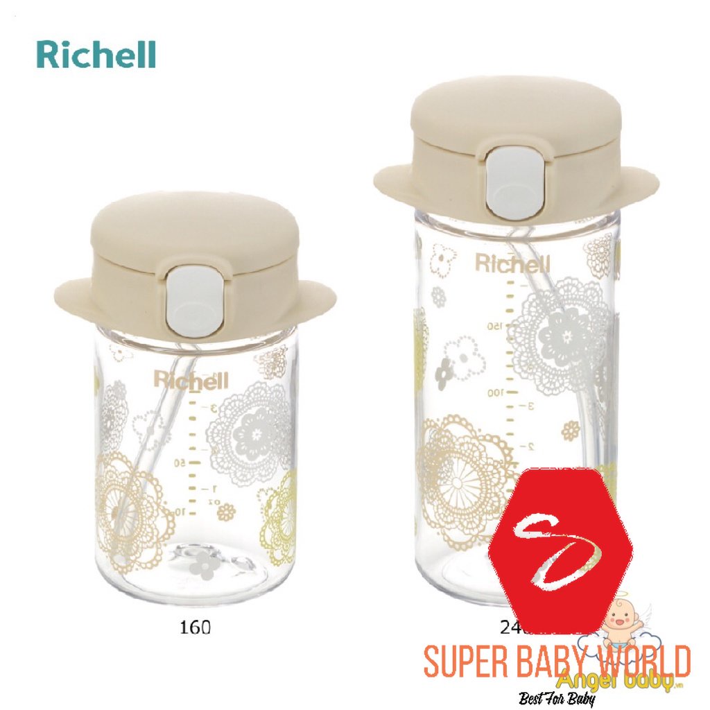 Bình ống hút Richell AQ 160ml/240ml  dành cho bé tâp uống nước