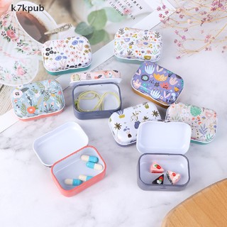 Mini Flower Tin Trinket Coin Box Jewelry Storage Case Tinplate Small Floral VN