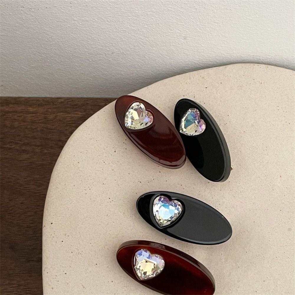 Kẹp Tóc Hình Trái Tim Lấp Lánh Phong Cách Hàn Quốc Cổ Điển Thời Trang