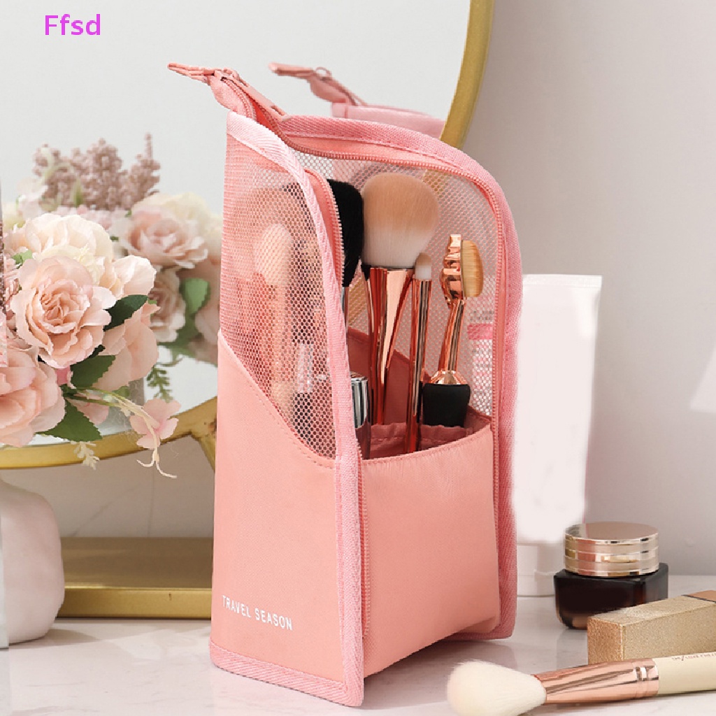 Túi Đựng Cọ Trang Điểm / Mỹ Phẩm Trong Suốt Có Dây Kéo Đứng {Ffsd}