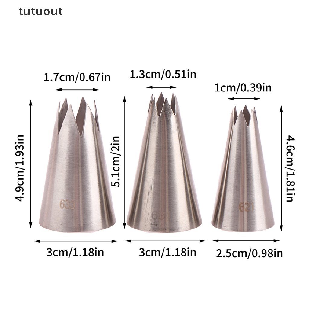 Set 3 Đuôi Bắt Bông Kem Bằng Thép Không Gỉ