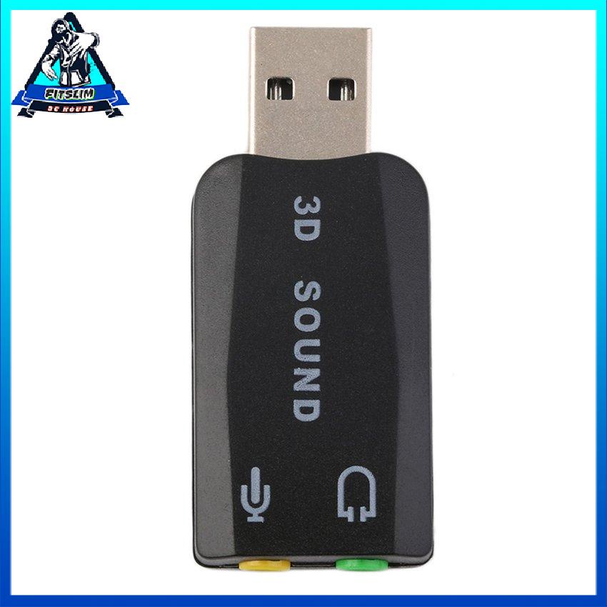 Đen Bền Nhẹ Cắm USB 2.0 Sang 3D Cho Loa Mic Âm Thanh Tai Nghe Card Adapter 5.1 Kênh PC Laptop [U/2]