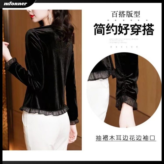 Áo Cardigan Nhung Tay Dài Cổ Lọ Ôm Dáng Thời Trang Dành Cho Nữ