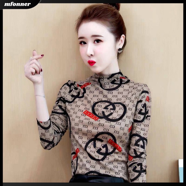 Áo Thun Dài Tay Cổ Cao Thời Trang Cho Nữ