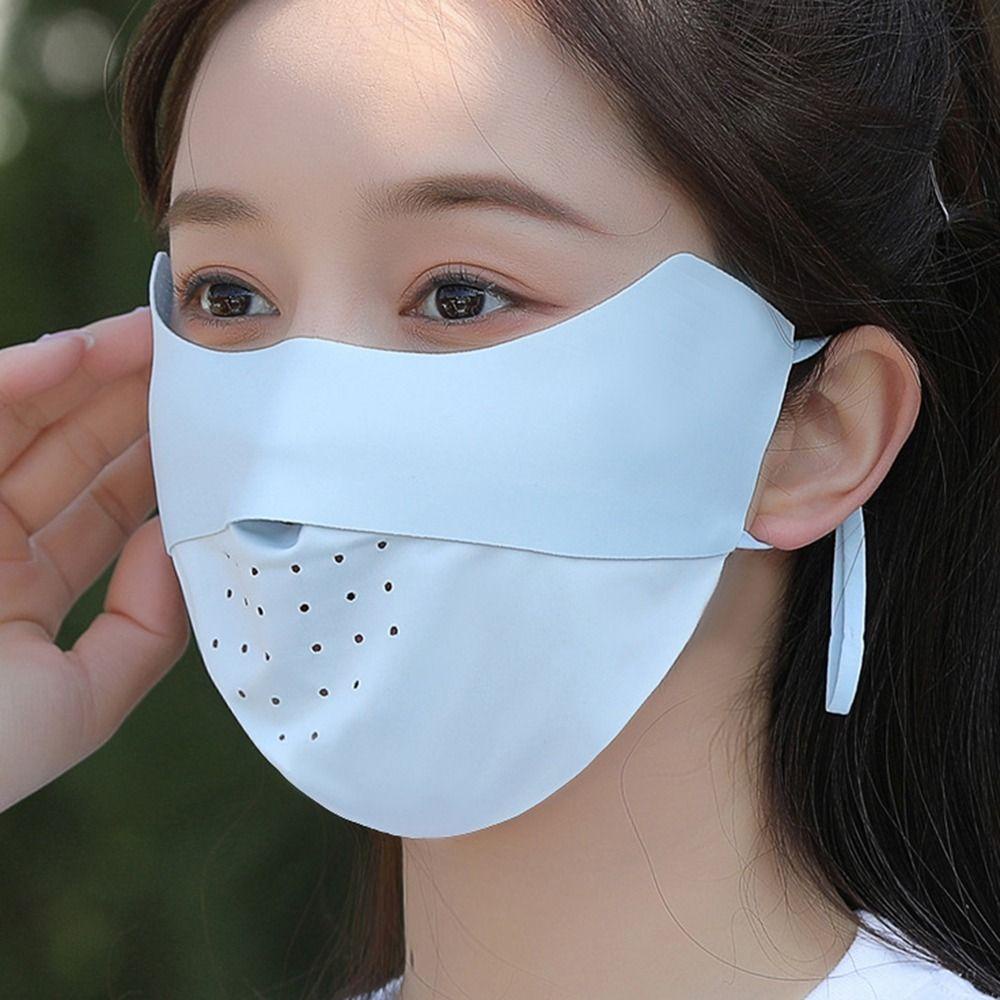 Khẩu trang chống nắng SKJK bằng lụa lạnh màu trơn không để lại dấu vết dạng treo cho hoạt động thể thao