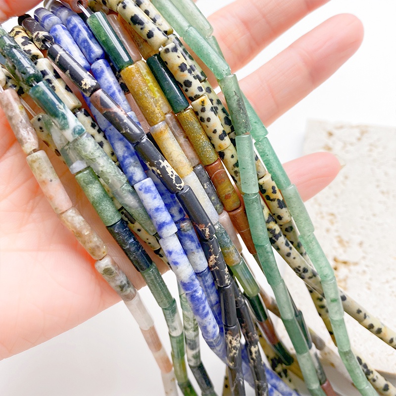 Vòng cổ vàng hạt charm Bộ 5 Hạt Đá Mã Não Tự Nhiên 4 * 13mm Tự Làm Vòng Tay / Dây Chuyền