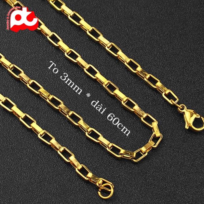 Dây chuyền titan nam cao cấp thời trang rẻ đẹp titan thép không gỉ hình vuông ahihi.official kích cỡ 3mm PTDCNA169