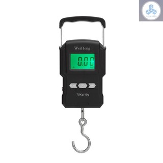 75Kg/10g Electronic Backlight Weighing Scale Portable Digital Fishing Postal Hanging Hook Scale with Measuring Tape