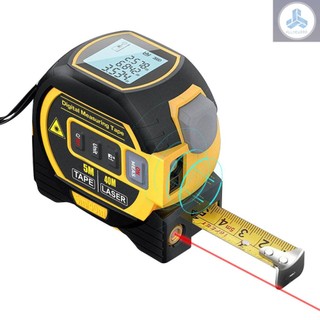 3in1 Laser Rangefinder 5m Tape Measure Ruler LCD Display with Backlight Distance Meter Building Measurement Device Area Volumes Surveying Equipment
