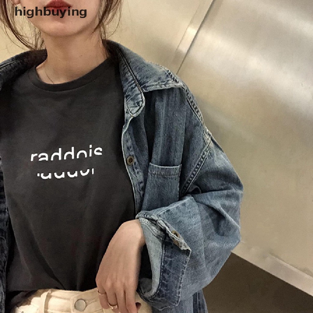 Áo Thun Tay Ngắn Cổ Tròn In Chữ Thời Trang Cho Nữ