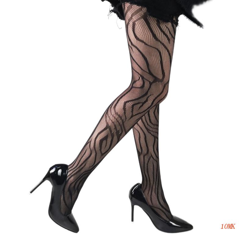 Xiangbao Quần Tất Lưới Jacquard In Họa Tiết Động Vật Gợn Sóng Phong Cách Harajuku Gothic Quyến Rũ Dành Cho Nữ
