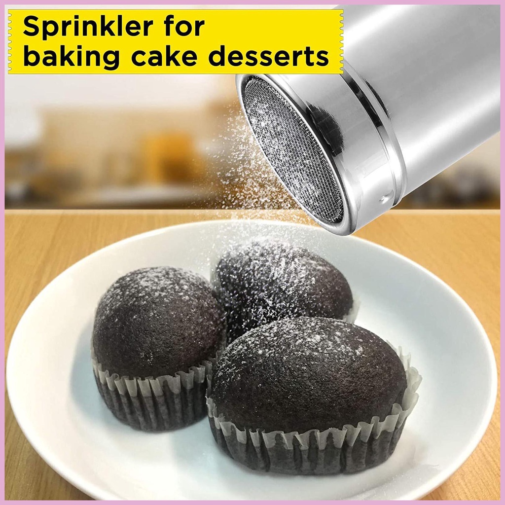 Bình Lắc Bột Bằng Thép Không Gỉ Có Nắp Đậy Tiện Dụng