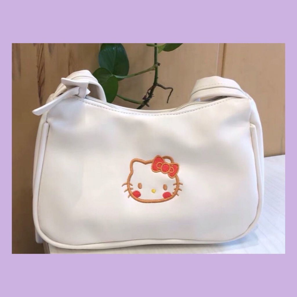 [F &amp; X] Túi Xách Đeo Dưới Cánh Tay Mềm Thêu Hình Hello Kitty Loli Dễ Phối Đồ jk Niche Độc Đáo