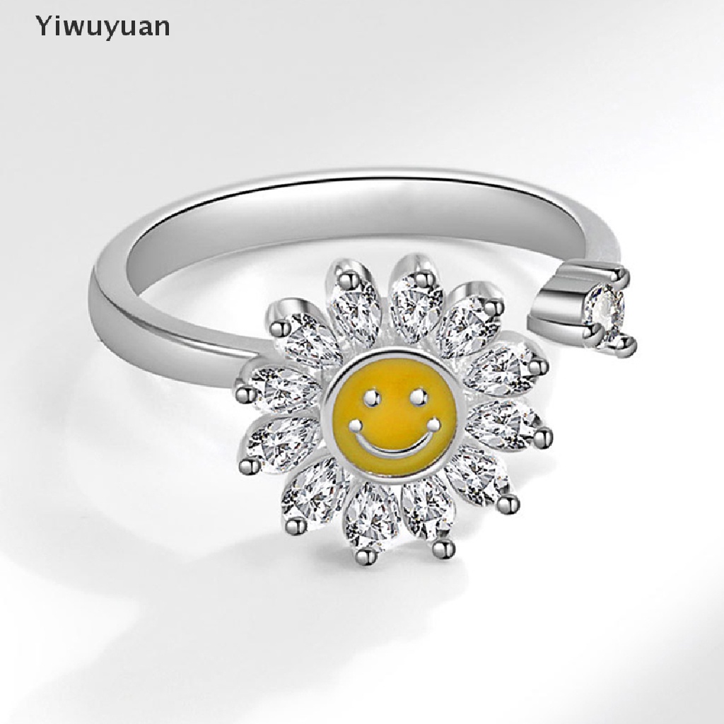 < Yiwuyuan > Nhẫn Hở Hình Mặt Cười Thời Trang Có Thể Điều Chỉnh Cho Nữ