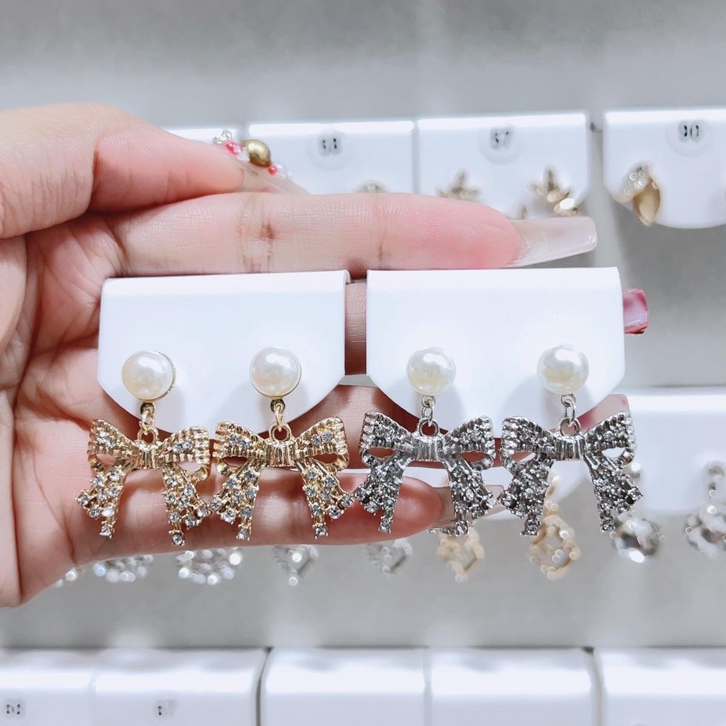 Bông tai hình chiếc nơ nhỏ nhắn , khuyên tai phong cách hàn quốc cá tính sang chảnh