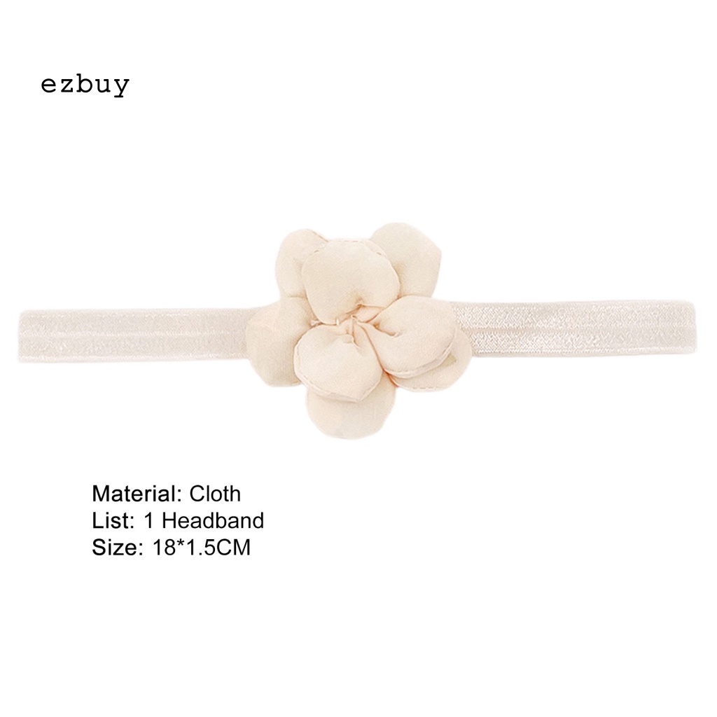 Băng Đô Cài Tóc Đính Hoa 3D Co Giãn Màu Sắc Trơn Thoải Mái Thời Trang Cho Bé Gái