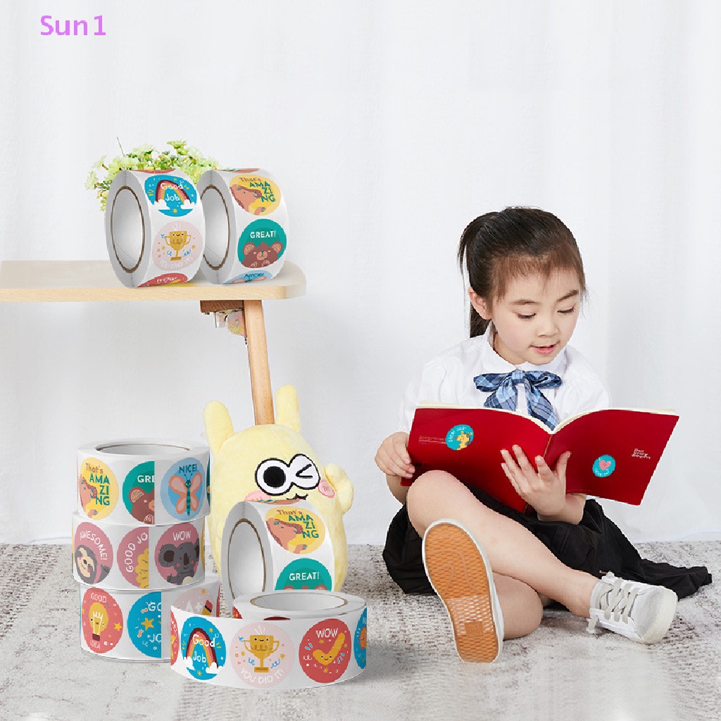 Bộ 500 Miếng Dán Tròn Họa Tiết Hoạt Hình Động Vật Đáng Yêu Cho Bé Sun1 >