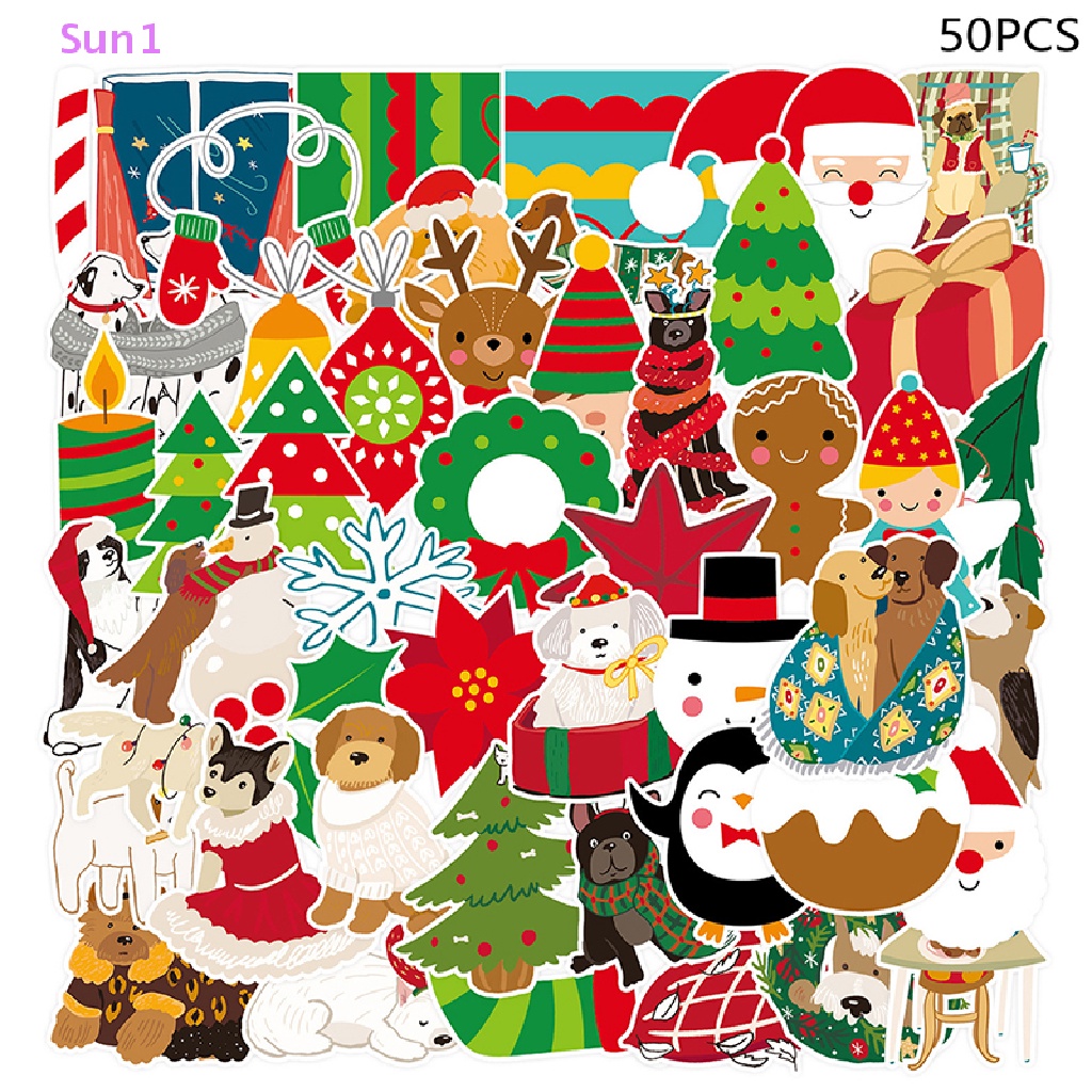 Set 50 Sticker Dán Trang Trí Laptop Chủ Đề Giáng Sinh