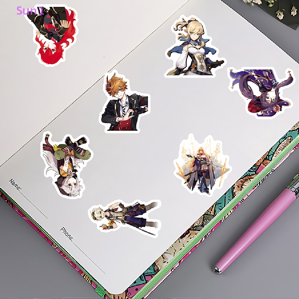 Set 50 Sticker Dán Trang Trí Laptop / Ván Trượt / Guitar / Va Li Hình Anime Genshin Va Chạm Sun1 >