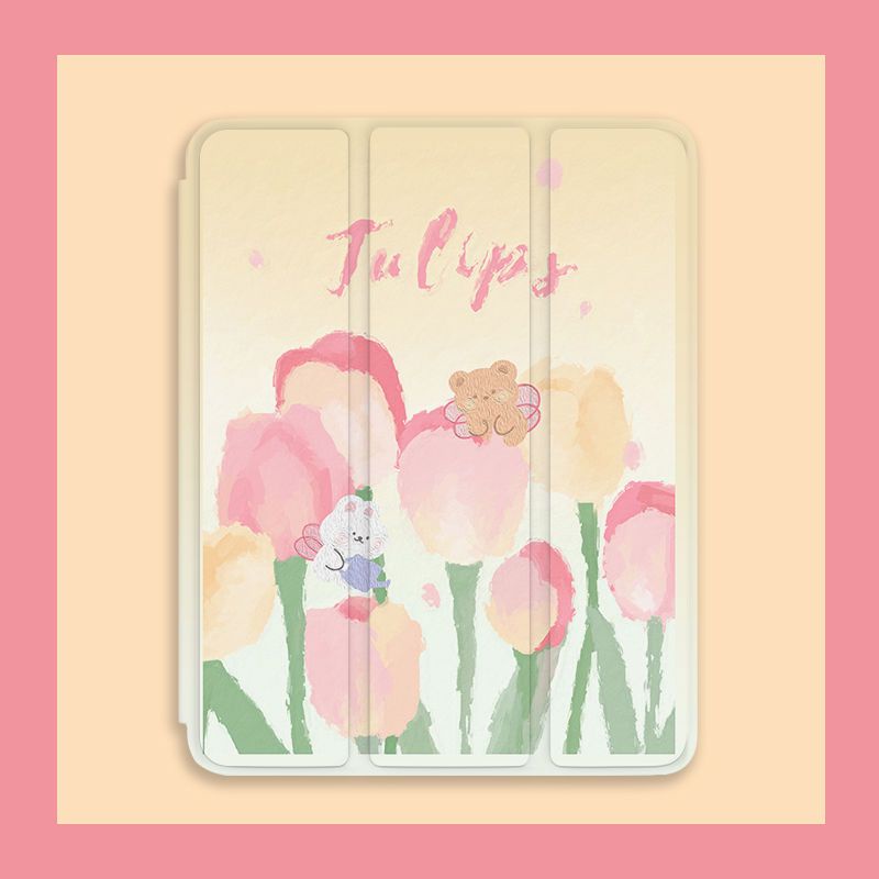 Ốp Máy Tính Bảng Túi Khí Mềm Chống Rơi Hình Hoa Tulip Cho Ipad Pro 11 '' 12.9 '' 2018 2020 2021 / Mini 456 / 6 / 7 / 8 / 9 / 9.7 10.2 Inch