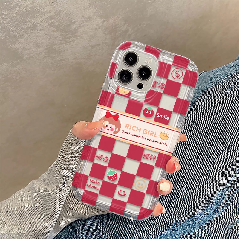 Ốp Điện Thoại Silicon TPU Mềm Trong Suốt Họa Tiết Ca Rô Dễ Thương Cho IPhone 14 13 12 11 Pro XS Max X XR 7 8 Plus