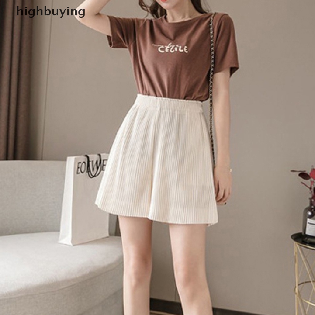 Quần Short Thể Thao Màu Trơn Lưng Cao Dáng Rộng Thời Trang Mùa Hè Cho Nữ