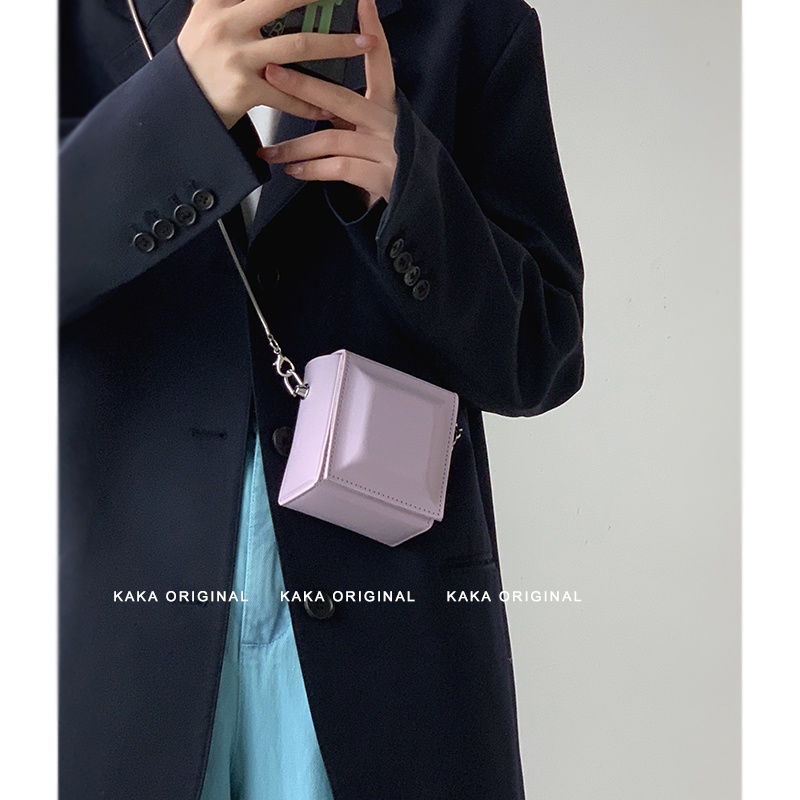 Túi Đeo Chéo Mini Hình Vuông Phối Dây Đeo Sợi Xích Thời Trang Mùa Hè Cho Nữ