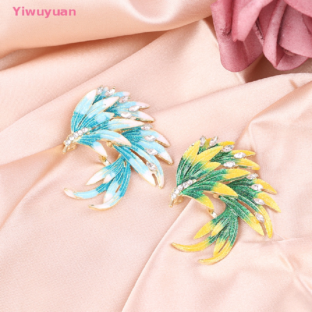 &lt; Yiwuyuan &gt; Trâm Cài Áo Hình Lông Vũ Phượng Hoàng Phong Cách Retro Thanh Lịch Dễ Phối