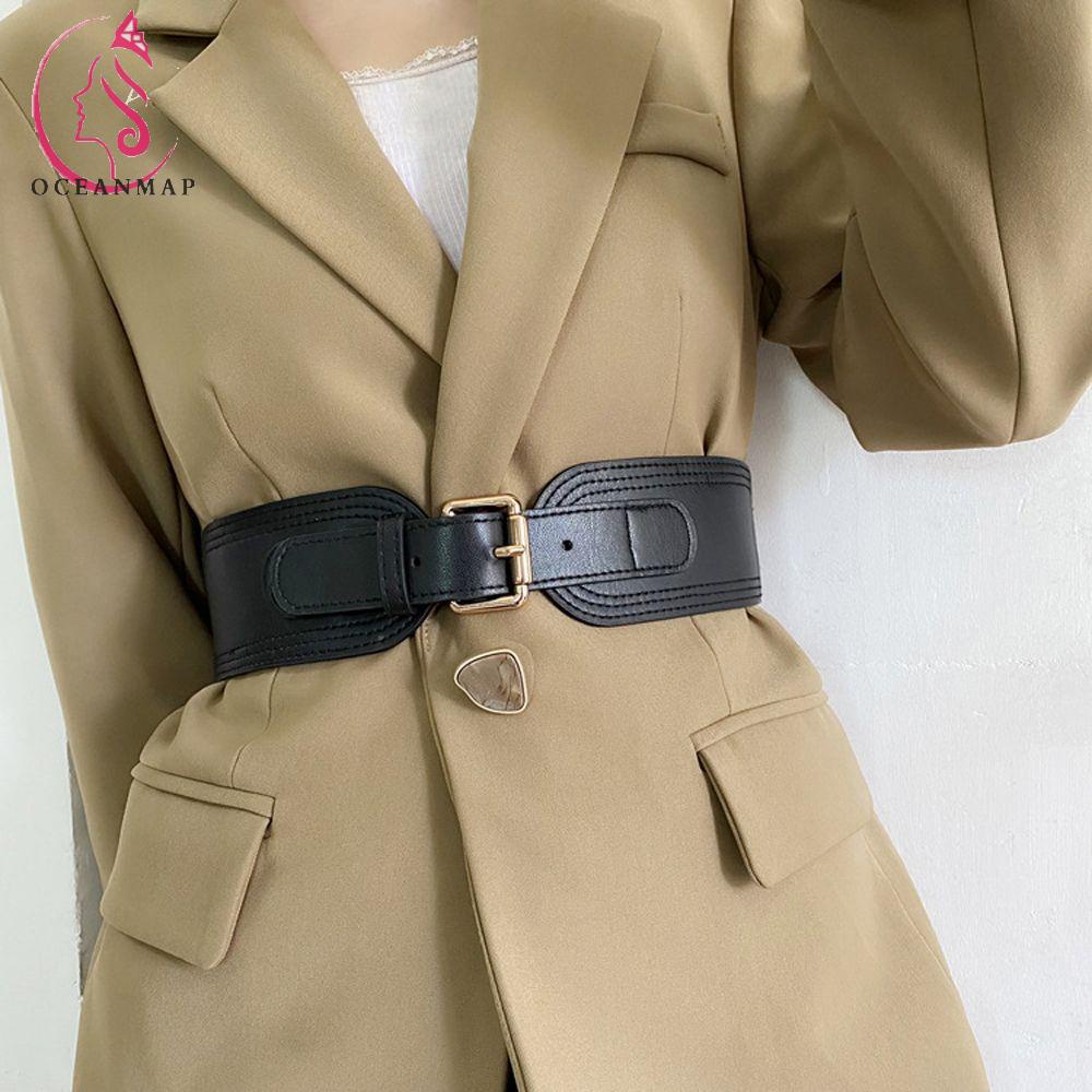 Thắt Lưng Da PU Màu Trơn Thiết Kế Đơn Giản Độc Đáo Thời Trang Cho Nữ