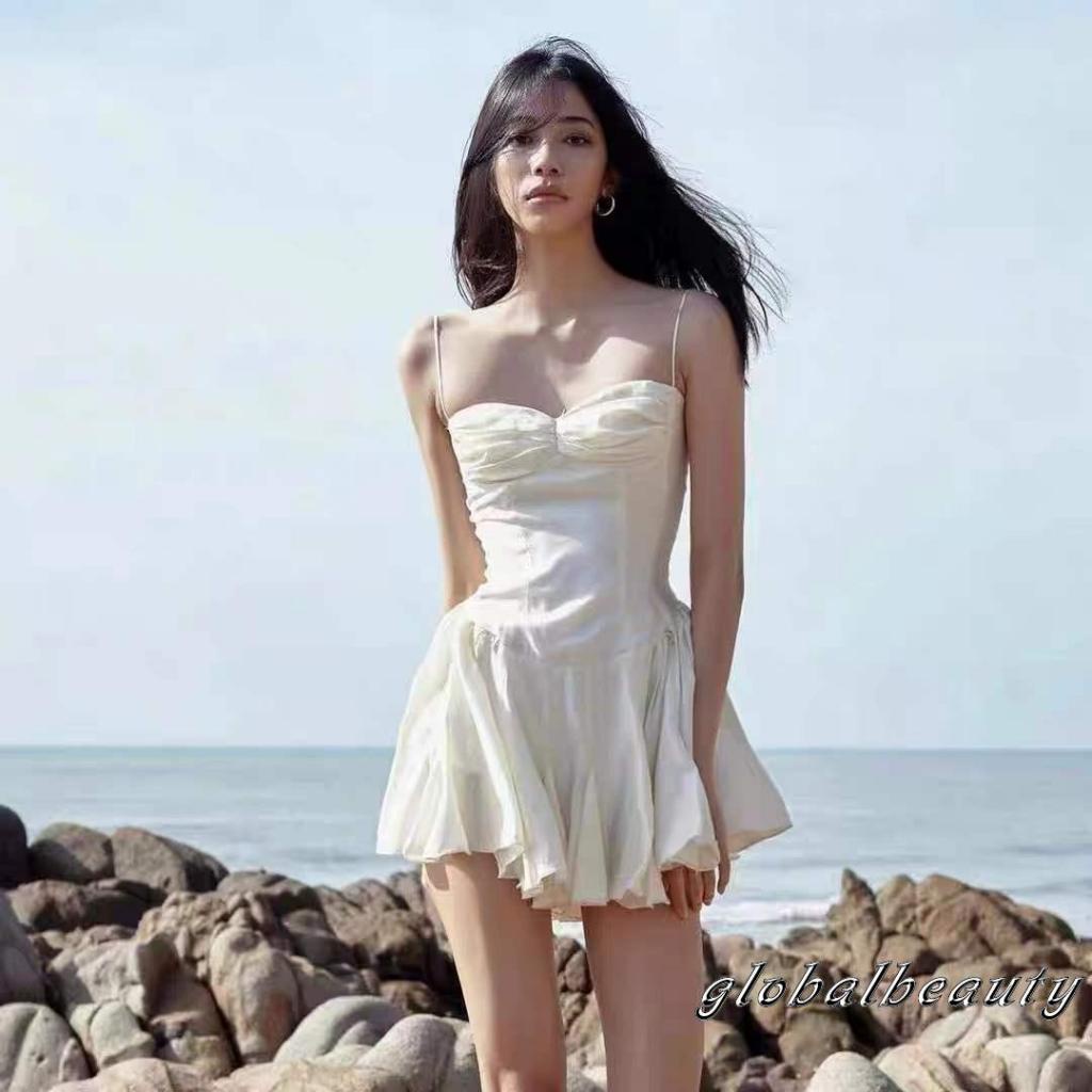 Đầm Mini Không Tay 00GB Hở Lưng Màu Trơn Thời Trang Mùa Hè Cho Nữ